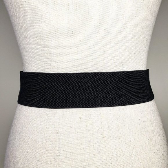 Overlapping Gold Tone Buckle Wide Elastic Belt - Picture 6 of 8